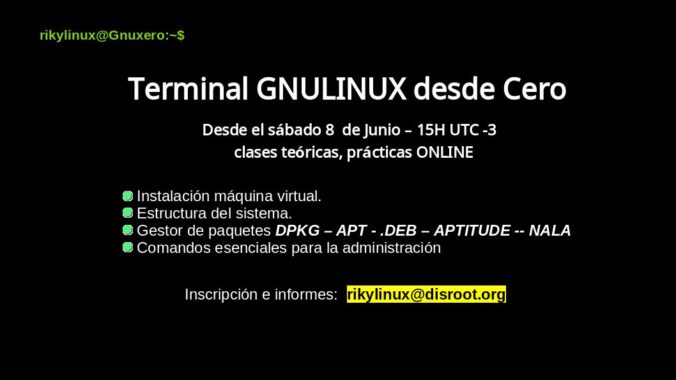 Curso de gnulinux sobre la terminal del sistema libre.